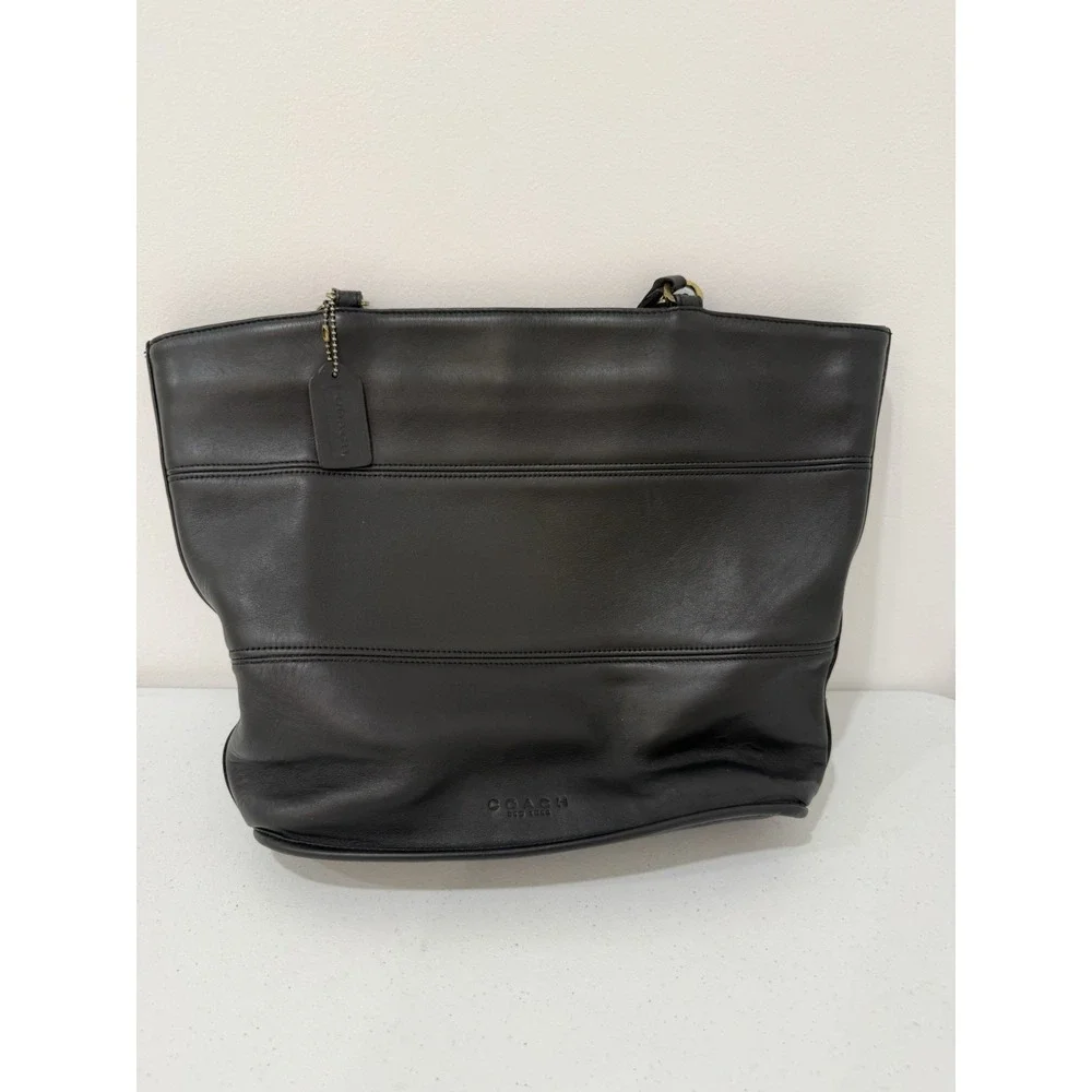 Vintage‎ COACH Tribeca Black Leather Shoulder Handbag Tote Shopper 9094